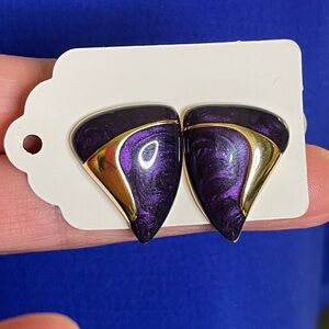 Metallic Purple Enamel Earrings